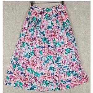 Cambridge Spirit Vintage Tropical Skirt‎ 6 Coastal Grandma Pastel Pleated Midi